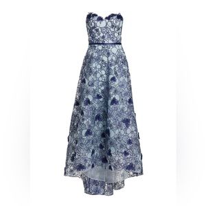 Marchesa Notte Strapless Blue Gown - Size 12